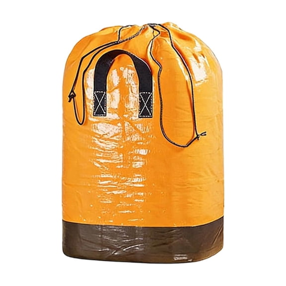 Heavy Duty Woven Drawstring Storage Bag - Large Capacity Sack with Reinforced Handles, Waterproof, Durable for Moving, Laundry, Bedding, Dorm, Camping Yellow