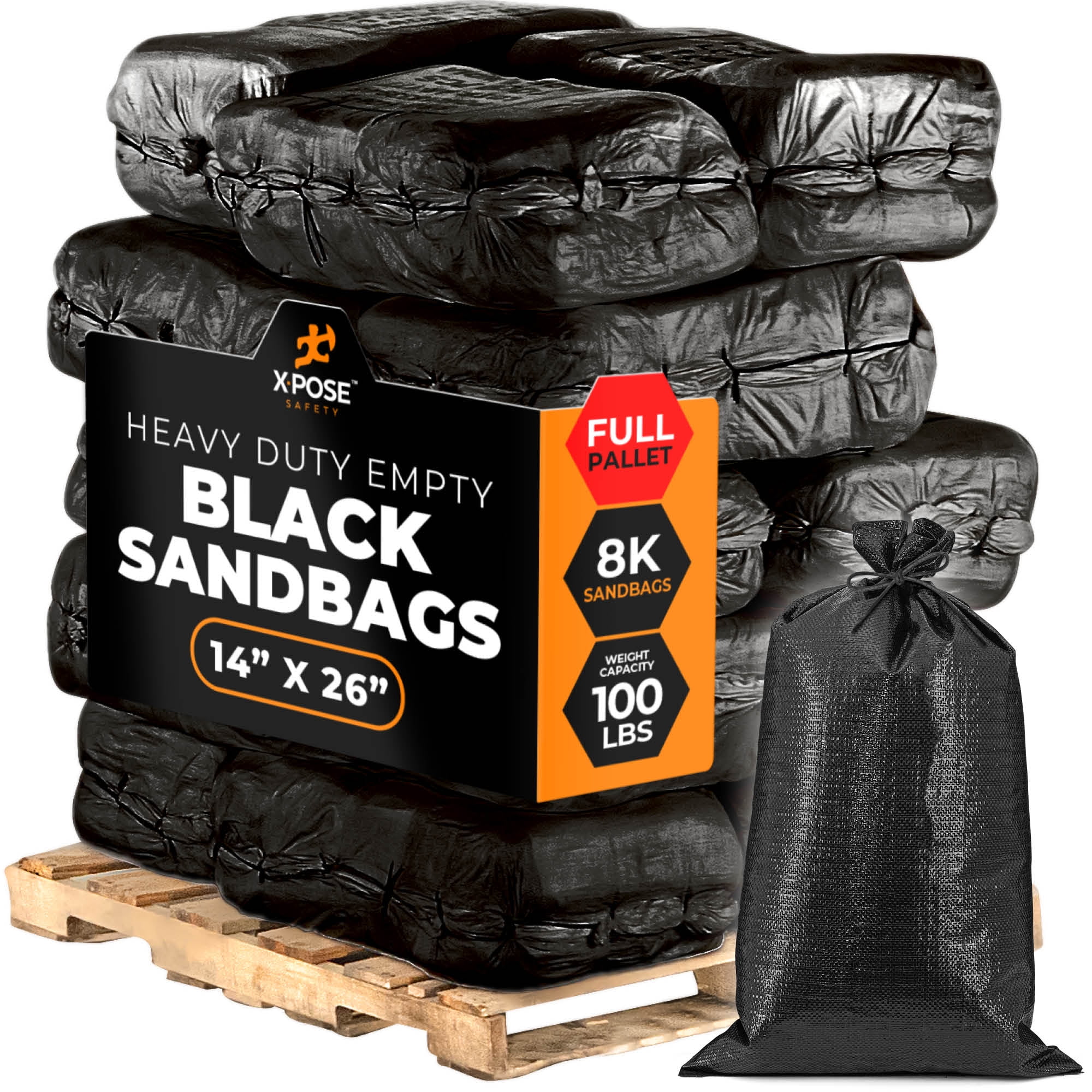 Heavy Duty Woven Polypropylene Sand Bags for Flooding - 14" x 26" 100 ...