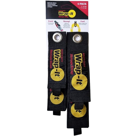 Heavy-Duty Wrap-It Storage Strap - Assorted 4 Pack (13", 17")