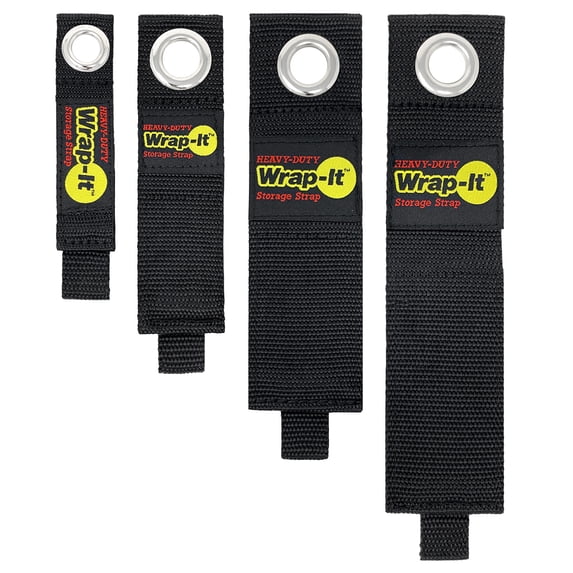 Heavy-Duty Wrap-It Storage Strap - Assorted 4 Pack (7", 10", 13", 17")