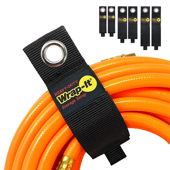 Heavy-Duty Wrap-It Storage Strap - Assorted 6 Pack - Extension Cord Organizer Hook and Loop Straps