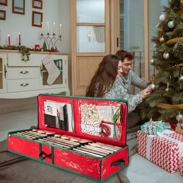 Heavy Duty Wrapping Paper Organizer Storage Bag Red, Large Christmas Storage Organizer for Wrapping Paper and Gift Bag Storage, Wrapping Paper Storage Container, Christmas Decorations 6"*14"*40.5"