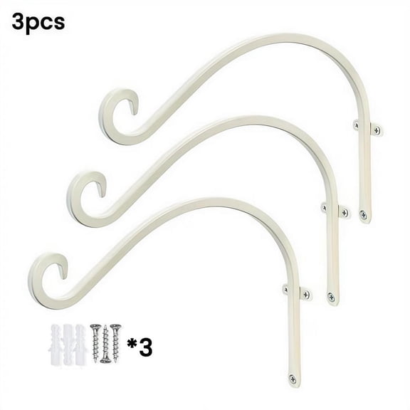 Heavy-Duty Wrought Iron Wall Hooks - 3-Pack Multipurpose Hanging Brackets for Planters, Lanterns, Wind Chimes & Bird Feeders, Outdoor & Indoor Garden Hardware