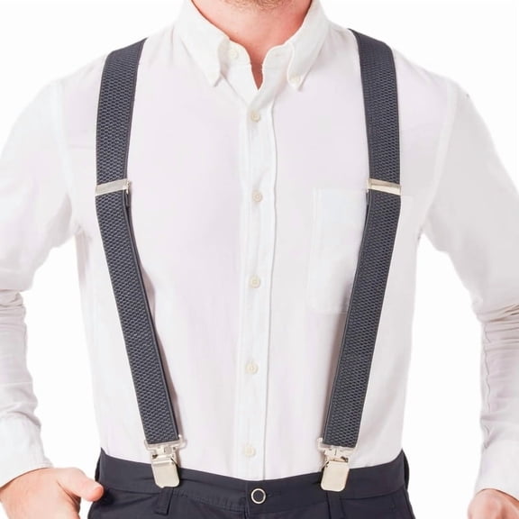 Heavy-Duty X-Back Suspenders for Men with Four Premium Clips 1 3/8" Elastic Adjustable Straps