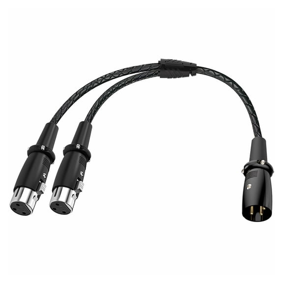 Heavy Duty XLRMale to 2XLR Female Y Splitter 50cm with Gold Plate Connectors for Reliability Clear Sound Transmission