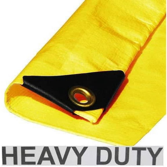 Day Star Shades 20' x 30' Extra Heavy Duty Yellow Tarp, 12 Mil 3-Ply Waterproof Canopy Tarp, Finished Size Approx. 19'6" x 29'6"
