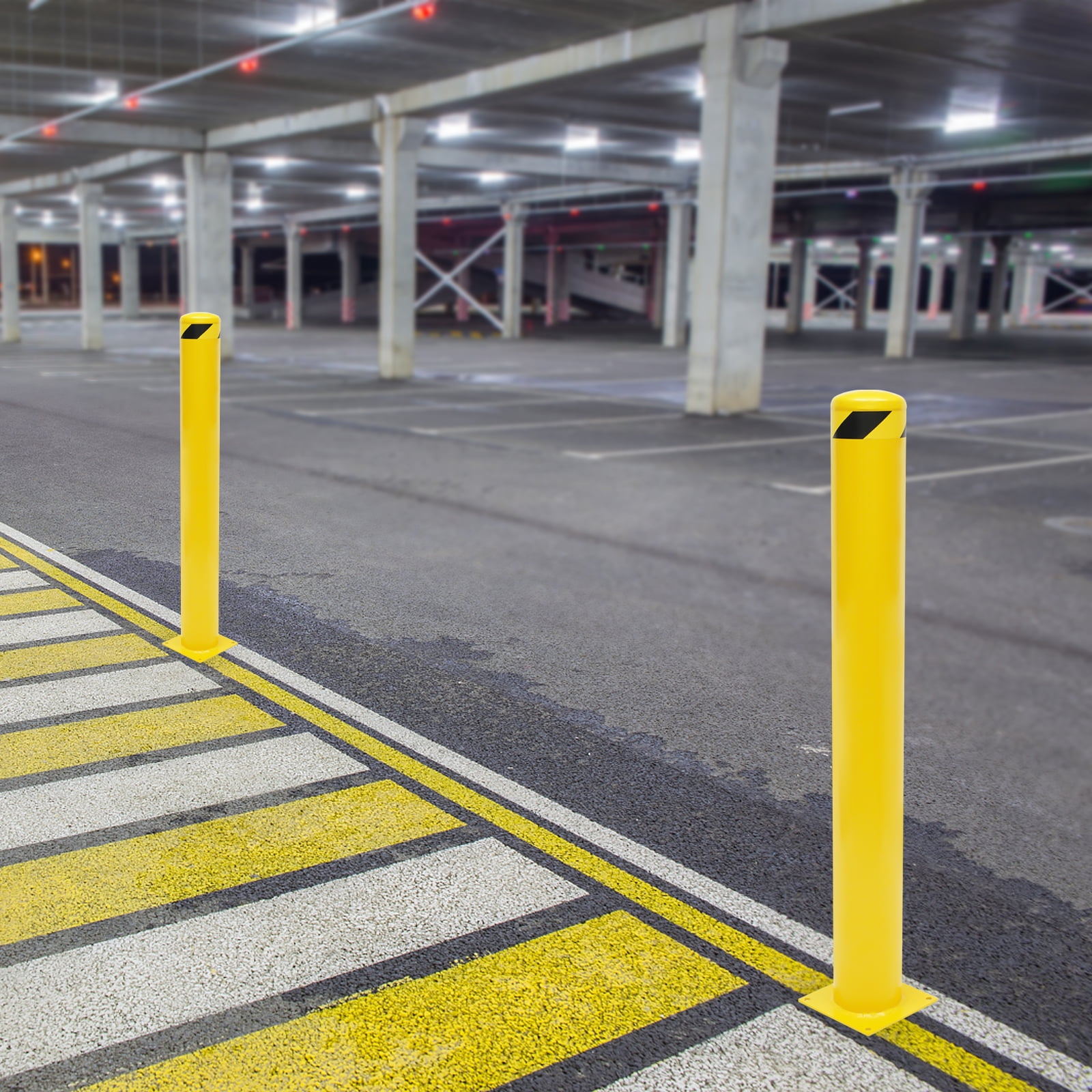 Heavy Duty Yellow Safety Bollard Post with Reflective Stripes, Q235 ...