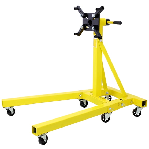 Heavy-Duty Yellow Steel Folding Engine Stand | 2000 LBS Capacity Motor Hoist Dolly Mover | 360 Adjustable Mount | Ideal for Auto Repair & Rebuilds