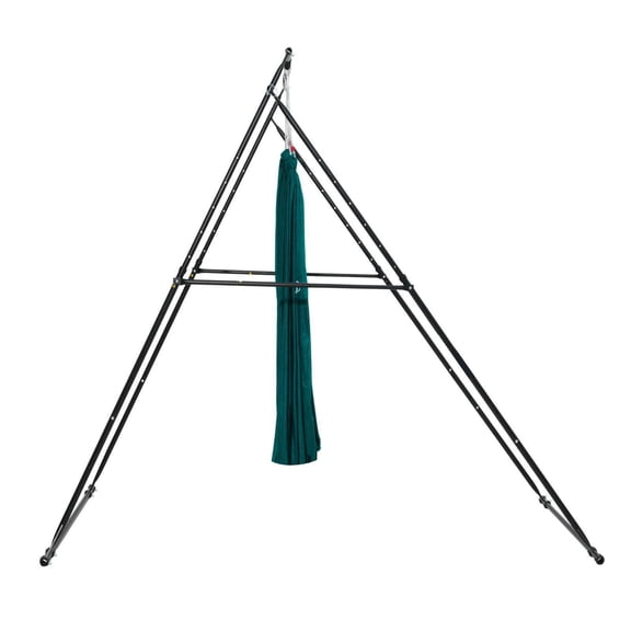 Heavy Duty Yoga Frame 440.9 lbs Capacity Triangular Pull Up Bar Aerial Silk Suspension Frame with EVA Foam Mat 6.6 Yard Hammock 4 Horizontal 6 Vertical Adjustments