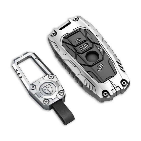 Heavy-Duty Zinc Alloy Full-Protection Key Fob Cover with Keychain for BMW 1 3 4 5 6 7 Series X1 X3 X4 M2 M3 M4 M5 M6 GT Smart Keyless Remote