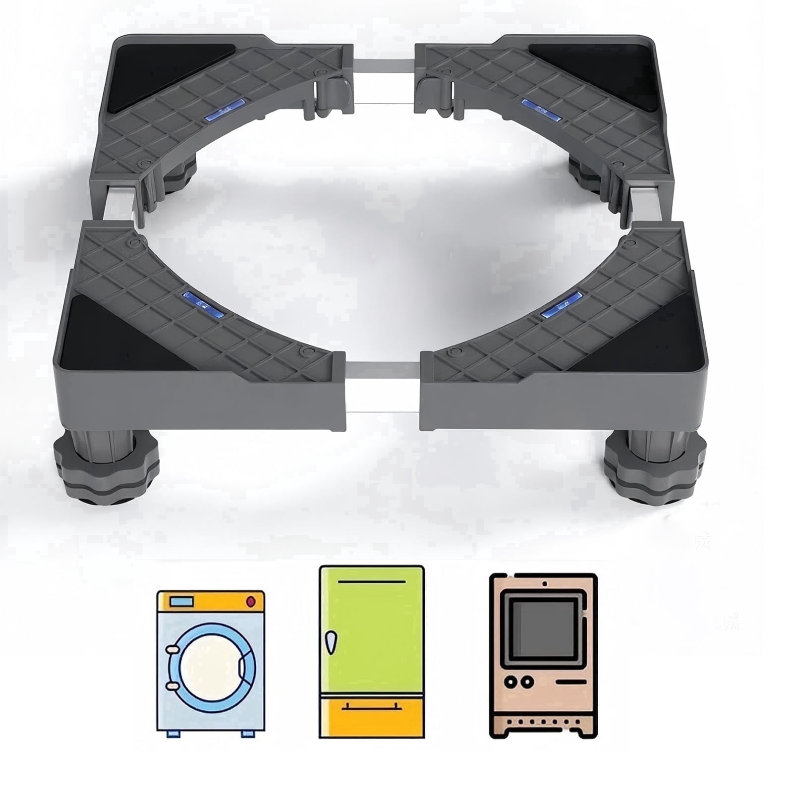 Adjustable Mini Fridge Stand, Portable Washer Stand Base with 4 Support Feet, Refrigerator Dryer and Washing Machine Pedestal for Laundry Room