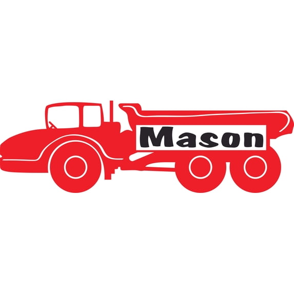 Heavy Equipment Construction Truck Customized Wall Decal - Custom Vinyl Wall Art - Personalized Name - Baby Girls Boys Kids Bedroom Wall Decal Room Decor Wall Stickers Decoration Size (15x30 inch)