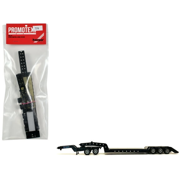 Heavy Equipment Lowboy Trailer with Jeep Black 1/87 (HO) Plastic Model by Promotex