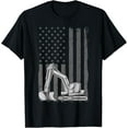 thumbnail image 1 of Heavy Equipment Operator Excavator US Independence Day T-Shirt, 1 of 4
