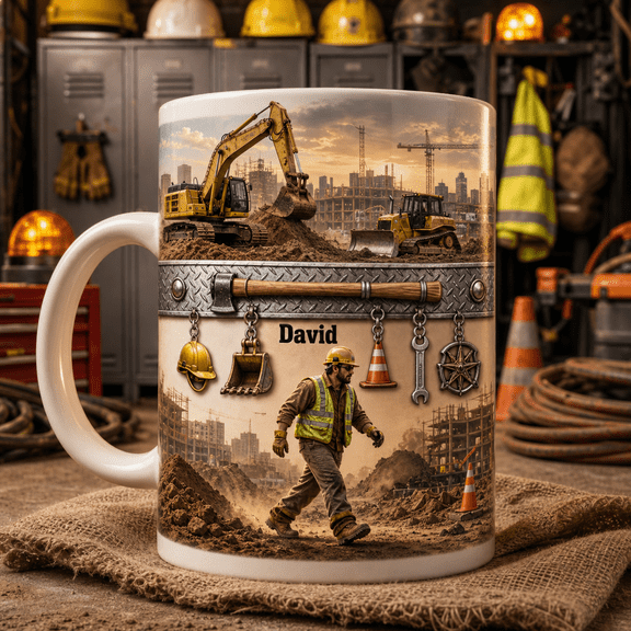 Heavy Equipment Operator Father's Day Gift Mug Personalized Construction Worker Coffee Cup