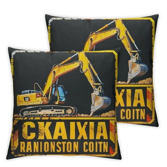 Heavy Equipment Operator Warning Excavator Operator At Work Throw Pillow