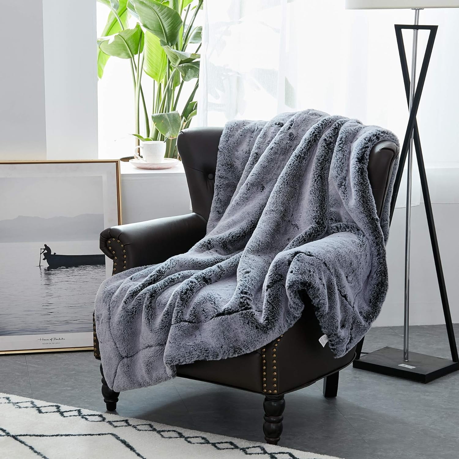 Heavy Faux Fur Throw Blanket Fluffy Cozy Thick Warm Blankets For Chair