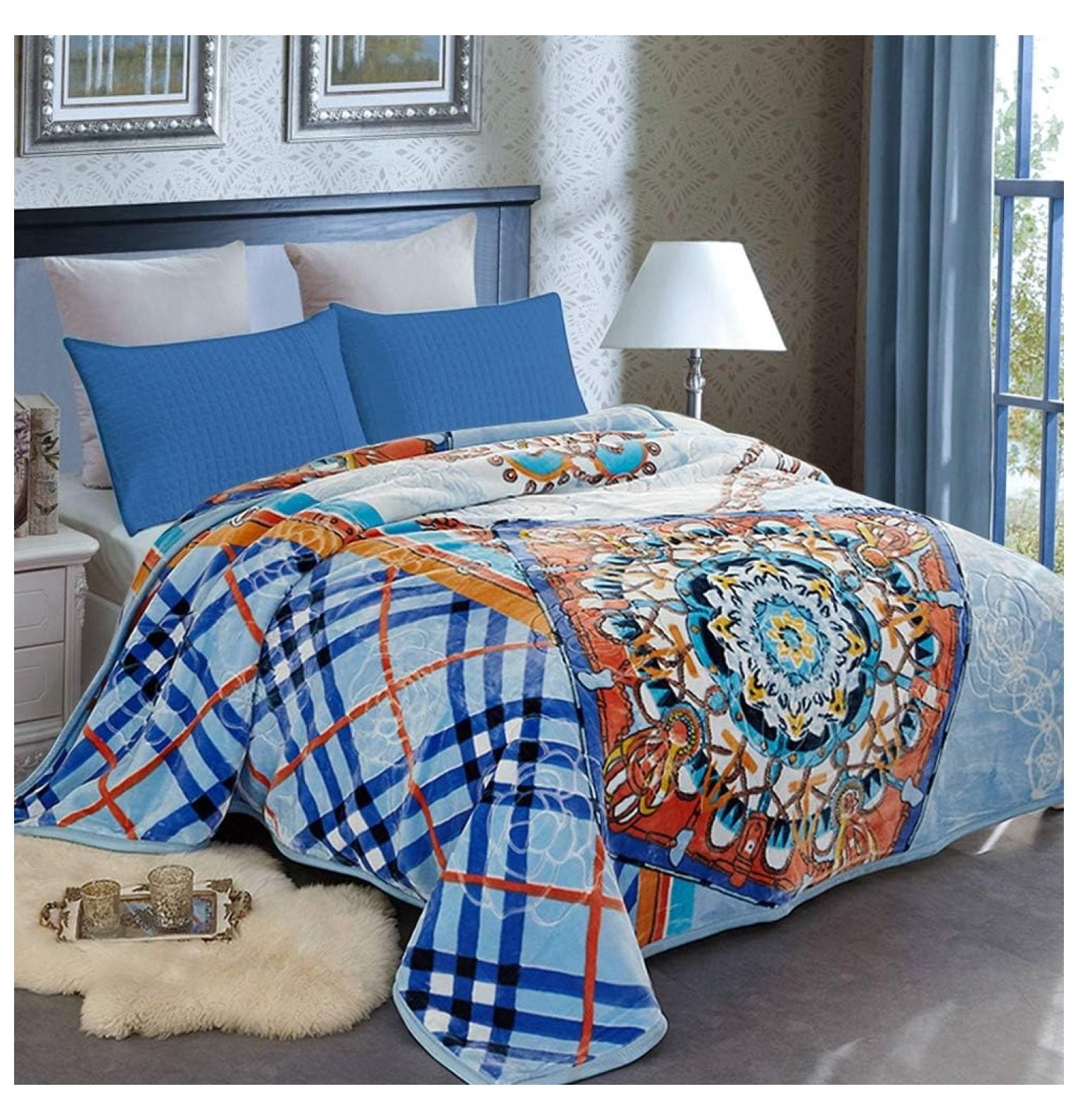 9 Lbs Heavy Winter Fleece Plush Blanket 79x91 Inches - Korean Mink, Silky Soft & Warm, Reversible (Gray) 2 thumbnail image