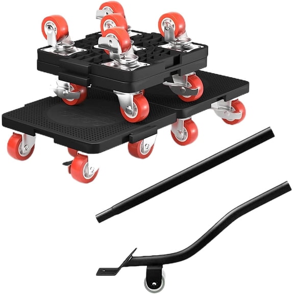 Heavy Furniture Lifter Mover Dolly Set, 360 Rotation 5-Wheel Dollies with Extendable Crowbar, 400kg/800Lbs Capacity Heavy Stuff Moving Tool Set