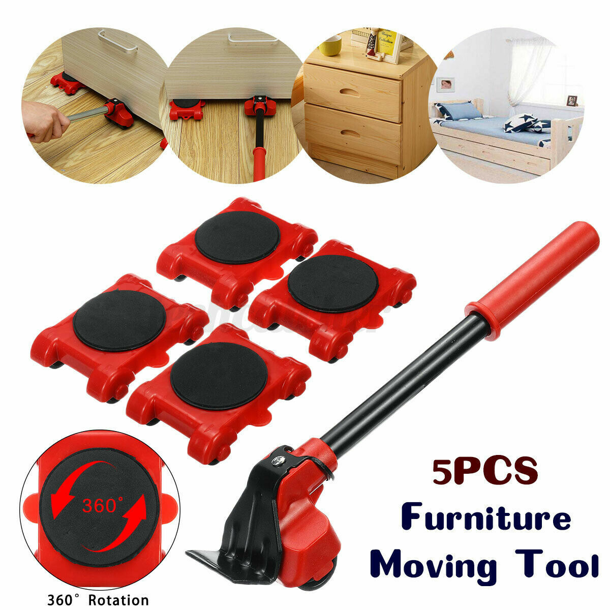 Heavy Furniture Moving System Lifter Tool 4 Slide Glider Pad Wheel Easy