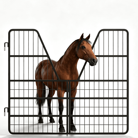 Heavy Gauge Steel Livestock Fence Gate, 52"42" Two-Way Open Yoke Panel Barrier, Impact-Resistant Animal Pen Partition for Cattle Sheep Donkey Farm