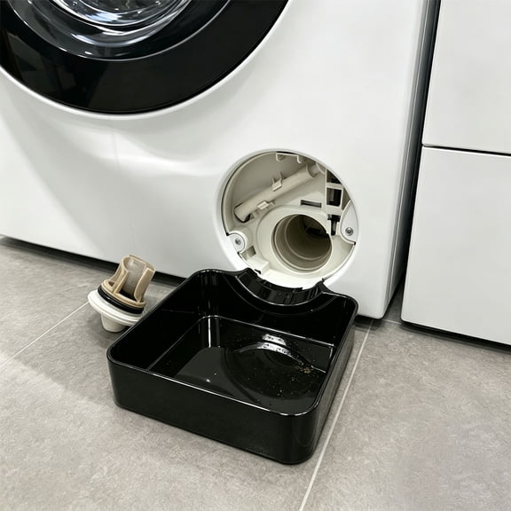Heavy Gauge Washing Machine Drain Pan Front Load Washer Collection Tray for Basement Apartment Garage Spill Control(Blackļ¼