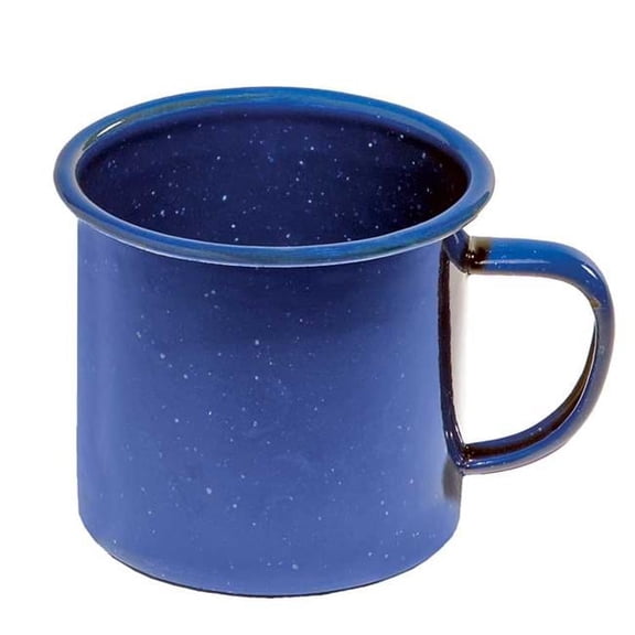 Heavy-Glazed Blue Enamel Coffee Mug - 12 oz - Durable Outdoor Use