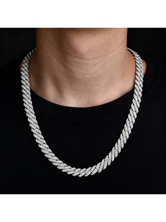 Heavy Iced Out Cuban Link Necklace, Copper & Zirconia 18inch 20inch Thick Chain, Bling Hip Hop Jewelry for Men and Women