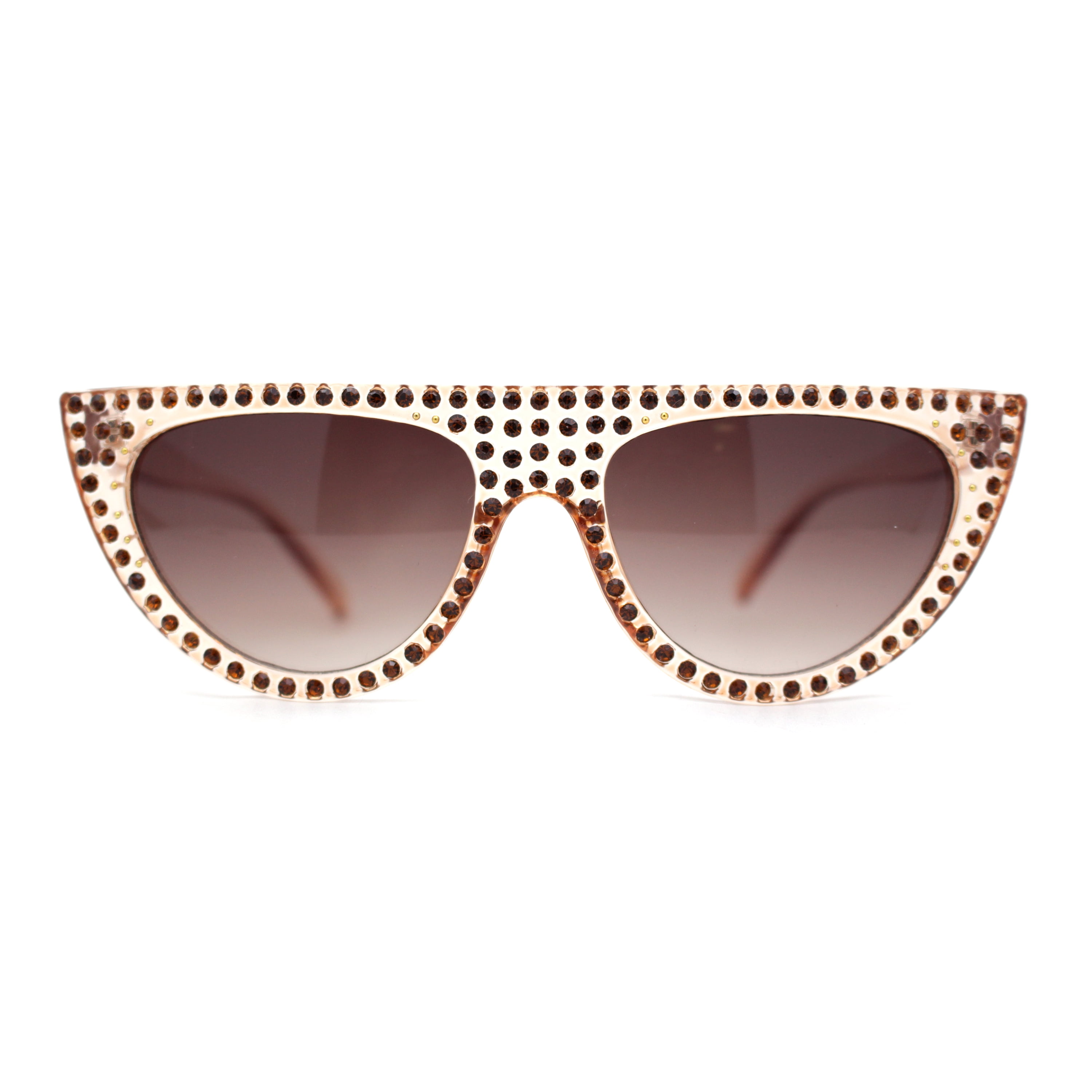 Peach Cat Eye Rhinestone Sun Glasses Shades Animal Bling Style Brown Vintage 00s Dark Brown Silver Rhinestone Diamond Cat Eye  main image 4