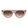 thumbnail image 1 of Heavy Iced Out Rhinestone Bling Jewel Flat Top Cat Eye Sunglasses Peach - Brown, 1 of 4