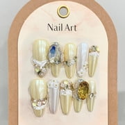 Heavy Industry Nail Art Pure Handmade Wearing Nail Patch Finished Products Xiaohongshu Buccellati Gold High-end Luxury Diamonds