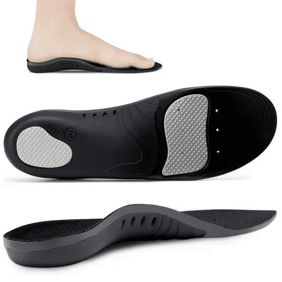 Heavy Insoles (220+lbs),Plantar Fasciitis Relief Insoles, Arch Support Insoles for Flat Feet, Memory Foam Arch Support Inserts for Men & Women, Gel Orthotic Insoles for Standing All Day,Black,M