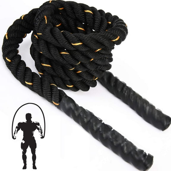Heavy Jump Ropes for Fitness (2LB/3LB/5LB), Weighted Adult Skipping Rope, Exercise Battle Ropes for Men & Women, Total Body Workouts, Power Training in Gym to Improve Strength and Building Muscle