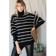 thumbnail image 1 of Heavy Knit Striped Turtle Neck Knit Sweater, 1 of 5