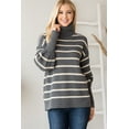 thumbnail image 1 of Heavy Knit Striped Turtle Neck Knit Sweater, 1 of 5