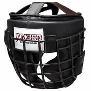 Heavy Leather Headgear with Removable Face Mask, Adjustable Hook & Loop Closure - Ideal for Boxing, Kickboxing, MMA Training, Small/Medium