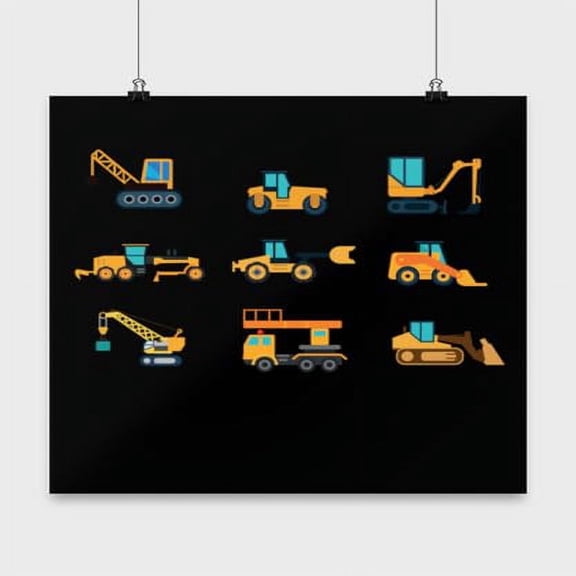 Heavy Machinery Wall Art - Construction Enthusiast - 13x13 Poster Print - Industrial Decor