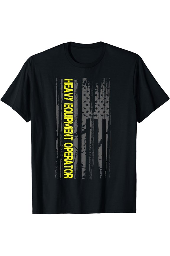 Heavy Machinery Equipment Operator Patriotic American Flag T-Shirt
