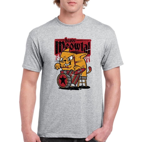 Heavy Meowtal Drum Cat T-Shirt Men -Smartprints Designs, Male x-Large