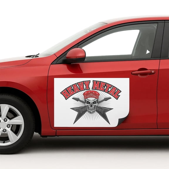 Heavy Metal Car Magnet Sign by DC | Flexible Car Magnetic Sheets with Adhesive Backing | 12"x18" Bumper Magnet Sticker for Vehicles, Trucks & Business Advertising Signs | 2 PC | Made in USA