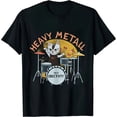 thumbnail image 1 of Heavy Metal Headbanger Gift Drummer Cat Playing Drum Meowtal T-Shirt, 1 of 5