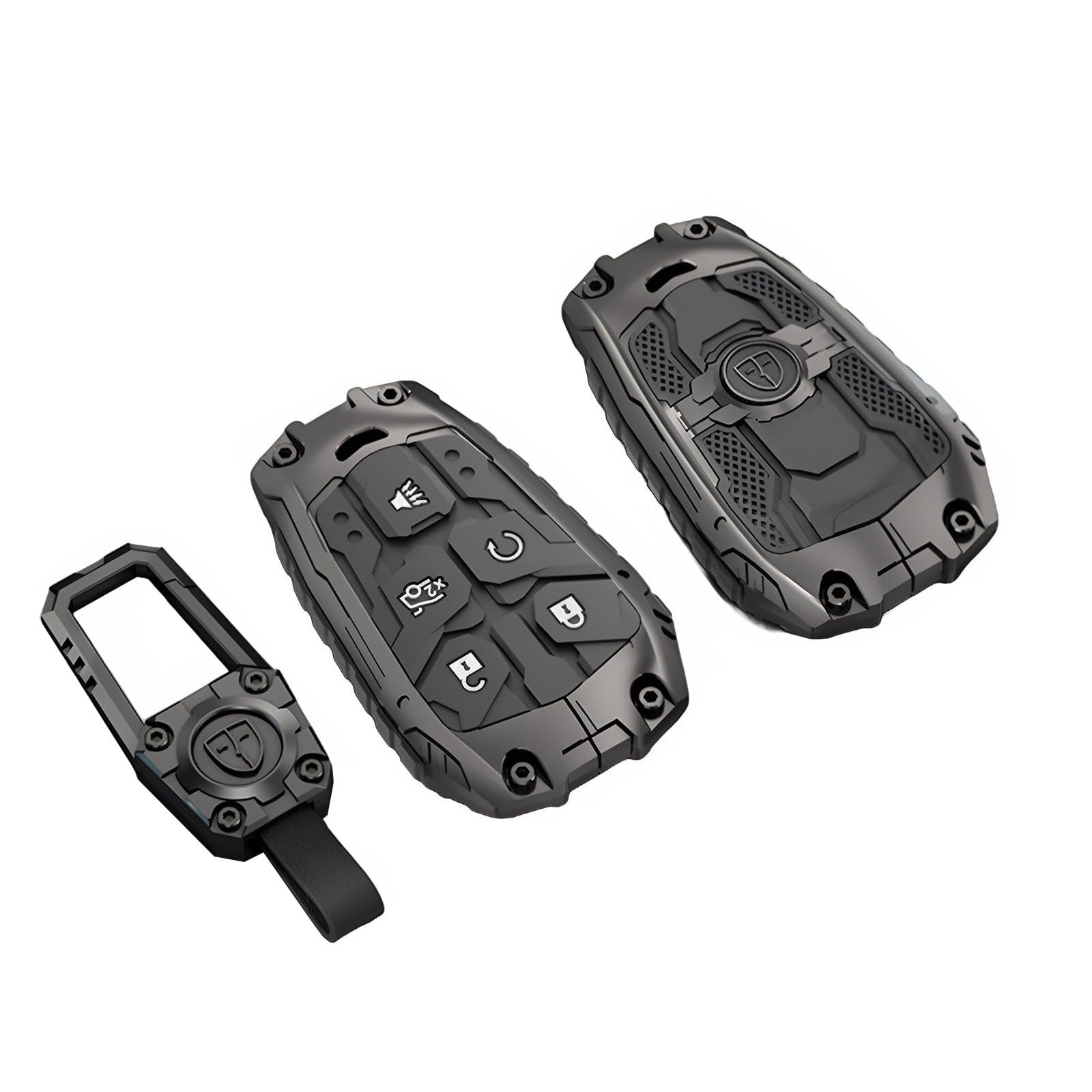 Heavy Metal Key Fob Cover Case Protector for Cadillac Compatible with 2015-2019 Escalade CTS SRX XT5 ATS STS CT6 XTS XT4 Smart Remote Key Shell Accessories
