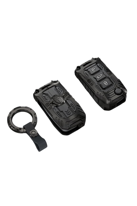 Rugged Heavy Metal Key Fob Cover with Keychain for VW Golf GTI Jetta Passat Tiguan Beetle Polo MK6 Durable Protective Case