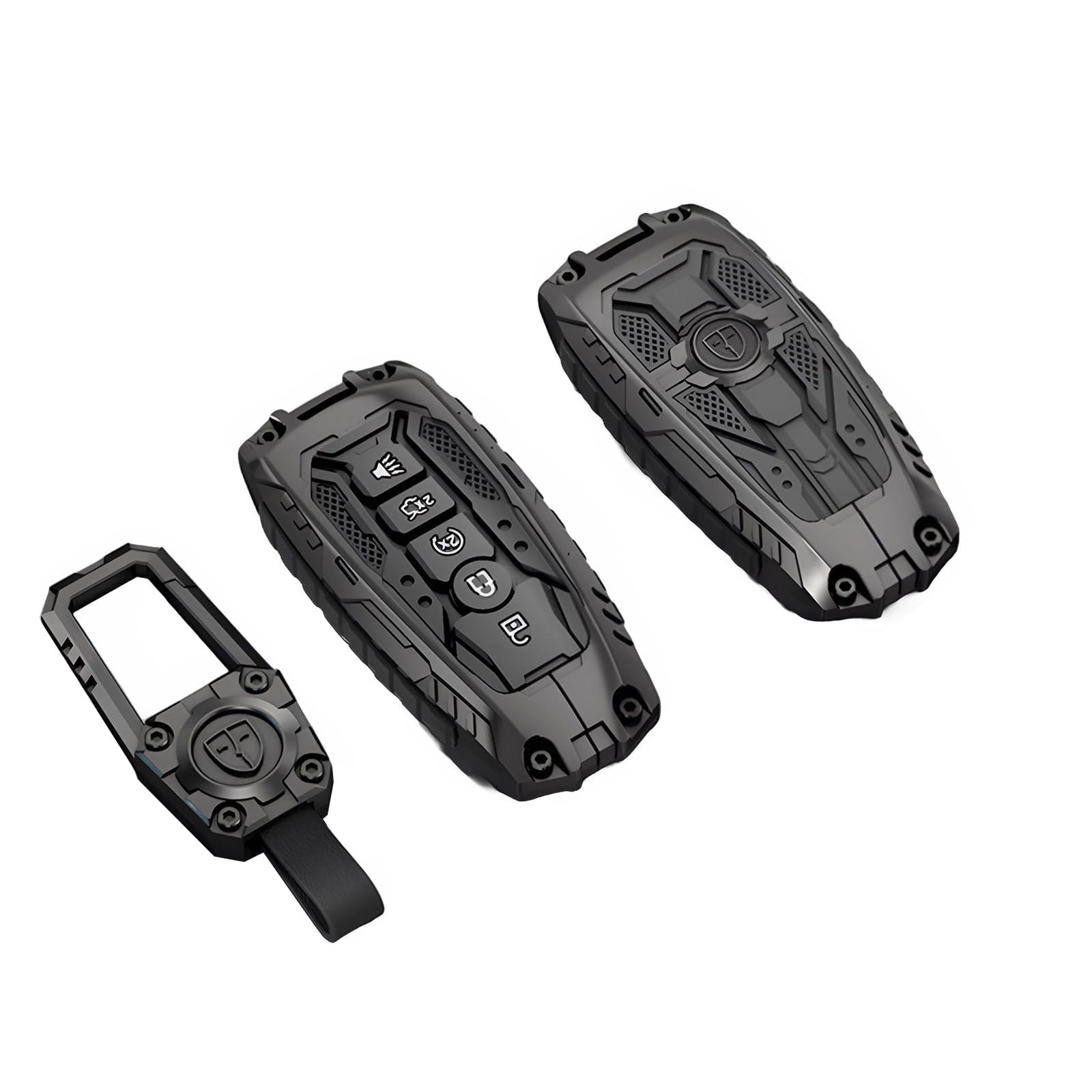 Heavy Metal Key Fob Cover For Ford Smart Key, Key Fob Case Protector With Keychain Suit For Ford (A-Black - View #4