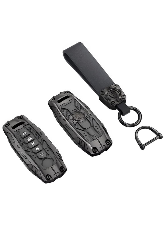 Heavy Metal Key Fob Cover Case Protector for Nissan, Keychain,Protection Key Case for 2023 2024 Rouge Pathfinder Versa 5-Button Smart Car Key