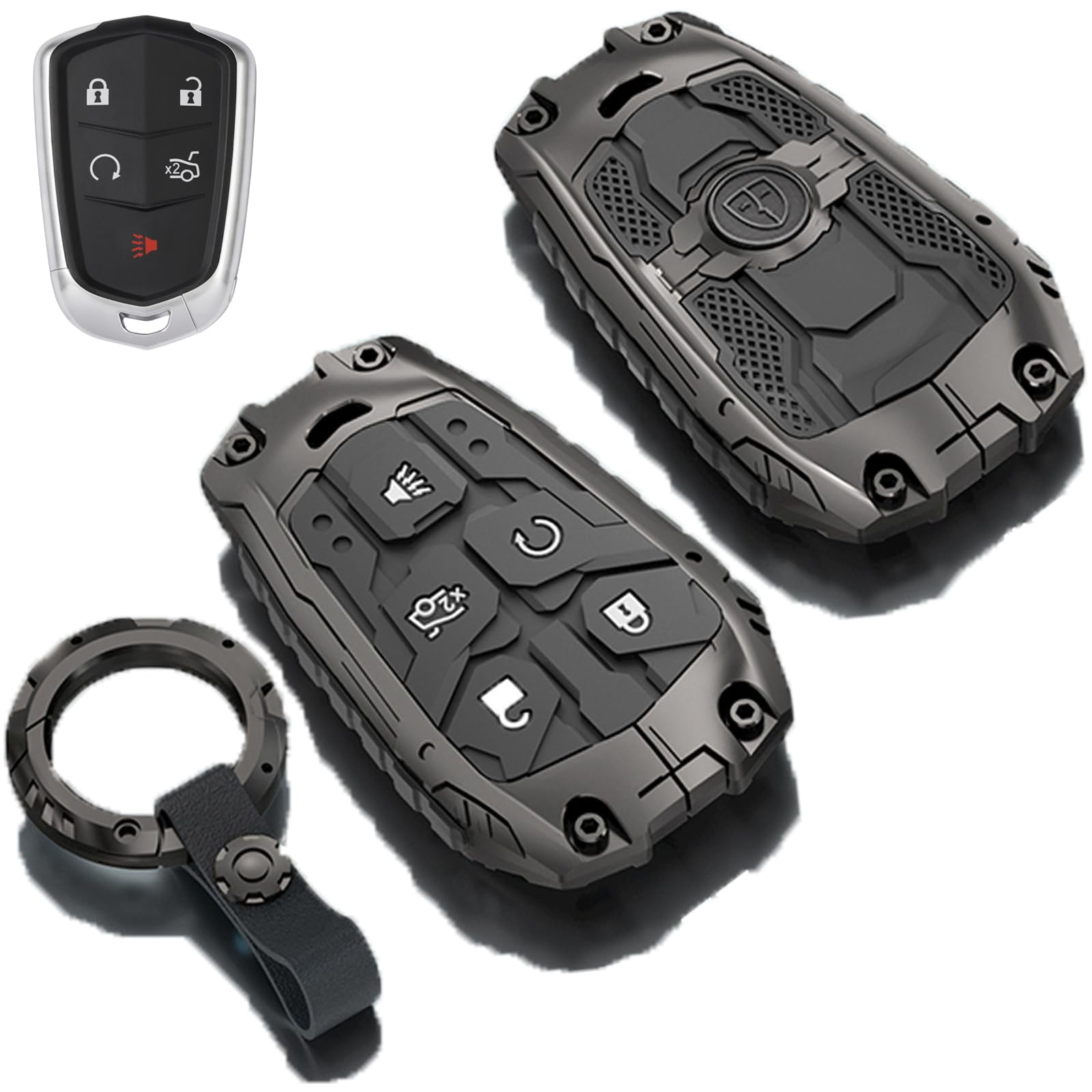 Heavy Metal Key Fob Cover Case for Cadillac CTS SRX XT5 ATS STS CT6 Smart Remote Key fob Cover Accessories