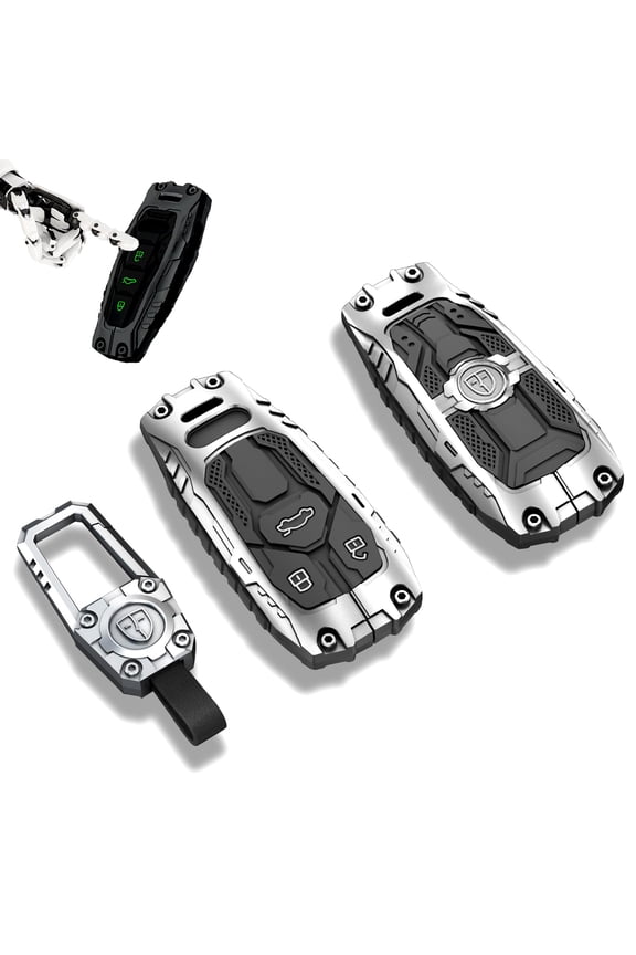 Heavy Metal Key Fob Cover Protector, Compatible with Audi A4 Q7 Q5 TT A3 A6 SQ5 R8 S5 Keychain Accessories