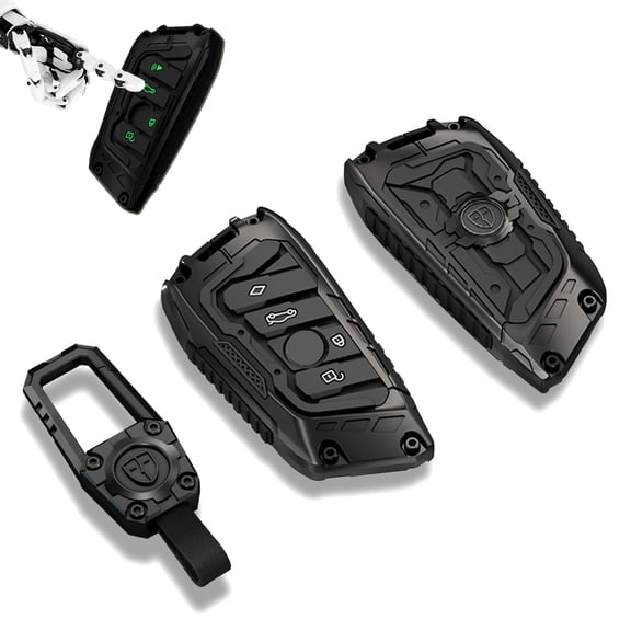Heavy Metal Key Fob Cover Protector, Compatible with BMW 2 5 6 7 Series X1 X2 X3 X5 X6 Keychain Accessories