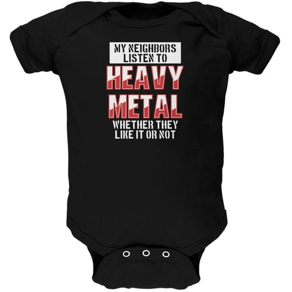 Heavy Metal Neighbors Listen Funny Black Soft Baby One Piece - 12-18 months