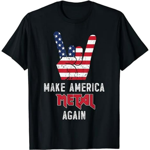 Heavy Metal Rock Music USA Flag Make America Metal Again T-Shirt